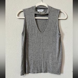 Grey Choker Neck Sleeveless Tank Top Womens Size Small